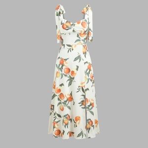 FRUIT KNOTTED SPLIT MIDI DRESS shop cider